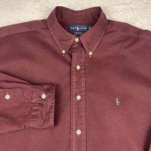 Ralph Lauren Shirt Mens XL Maroon Blake Long Sleeves